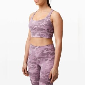 Lululemon Energy Long Line Bra Women Size 6 Pink Camo